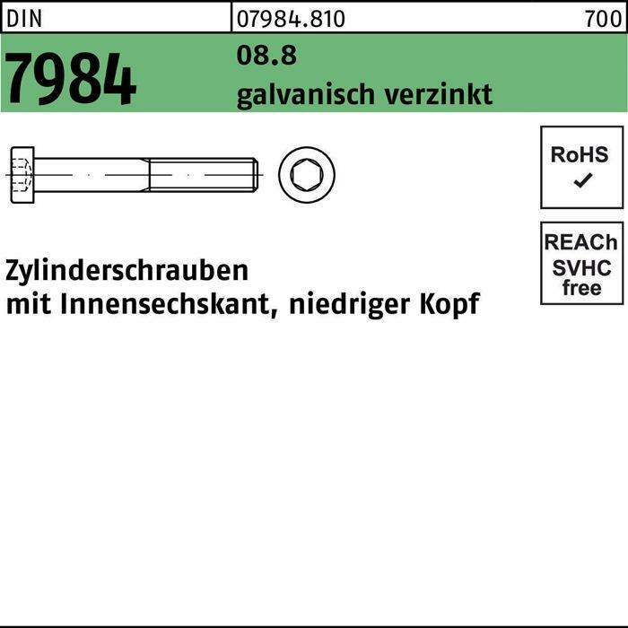 Reyher Zylinderschraube DIN 7984 м.Внутренний диаметр, м 4 x 6 8,8 гальванический слой...