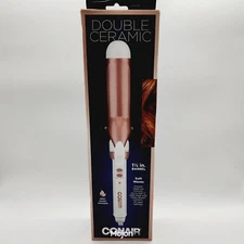 Conair Double Ceramic Curling Iron Hair Style White Rose Gold, 1.5" Barrel
