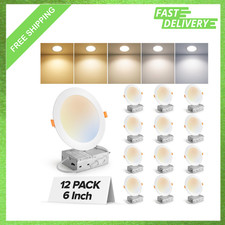 12 Pack 6 Inch LED Recessed Ceiling Light with Junction Box 5 CCT Dimmable