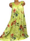Italy Blumen Kleid Sommerkleid Tunika Midi Strandkleid Gelbgrün 44 46 48 50 #25