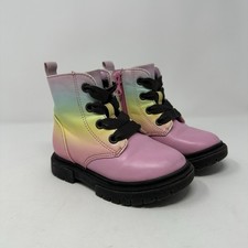 Cat  Jack Rainbow Combat Boots Toddler Girls Sz 7 Lace Zipper Closure