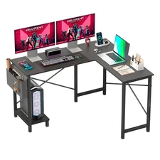 50 Inch L-Shaped Desk,Gaming Desk Computer Desk w/ Side Storage Bag & CPU Stand