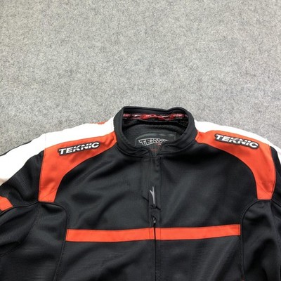Teknic Jacket Mens 50 Black Red Mesh Motorcycle Riding Full Zip