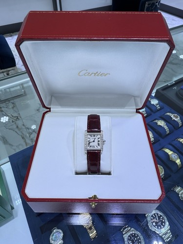 Cartier Tank Francaise Small 18k White Gold Factory Diamond Ladies Watch 2403 - Picture 2 of 14