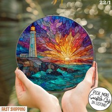 Stained Glass Lighthouse Suncatcher, Colorful Lighthouse Suncatcher, Beach Decor