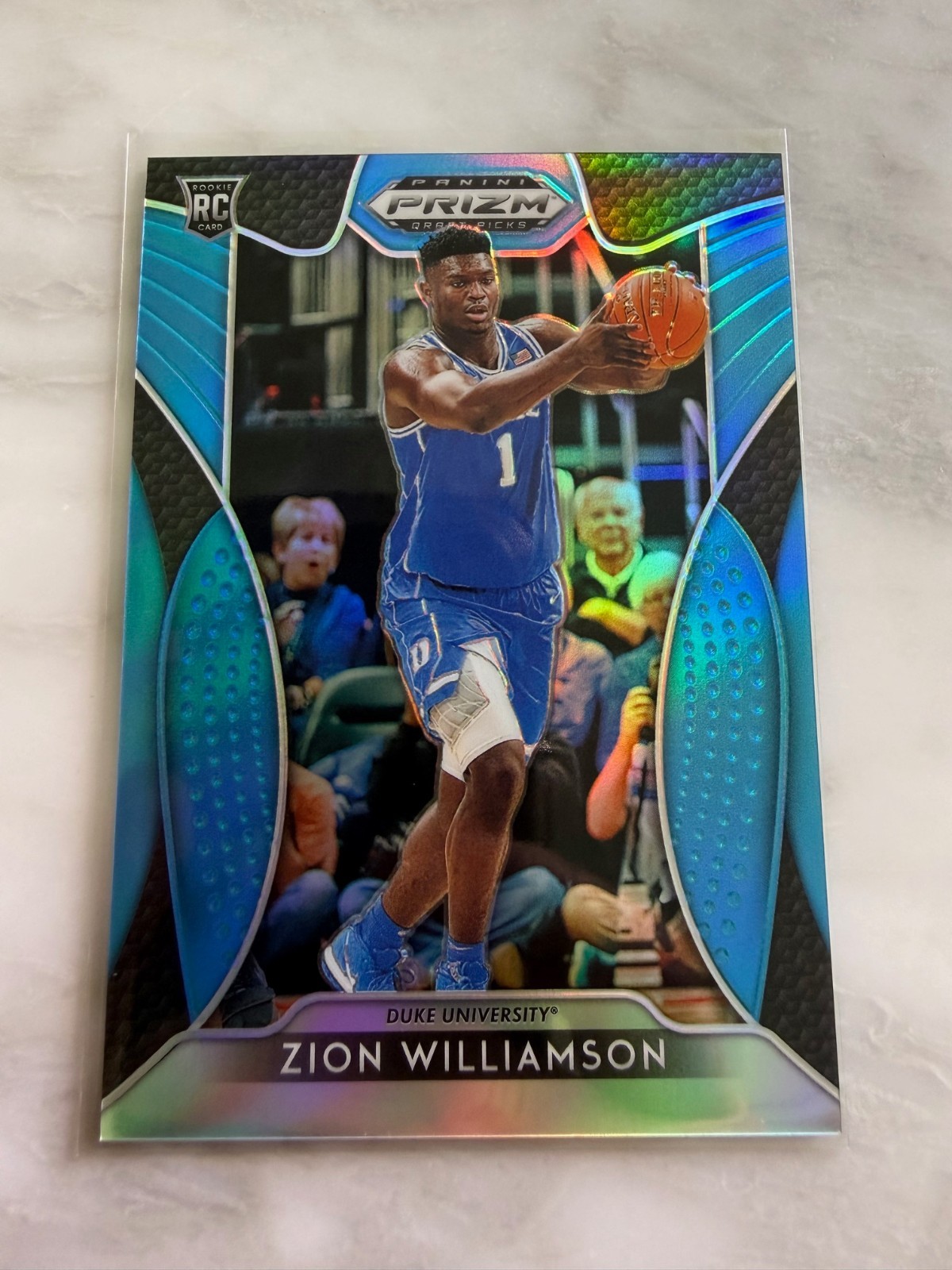 2019 Prizm Draft Picks Zion Williamson RC Carolina Blue Prizm #19/30