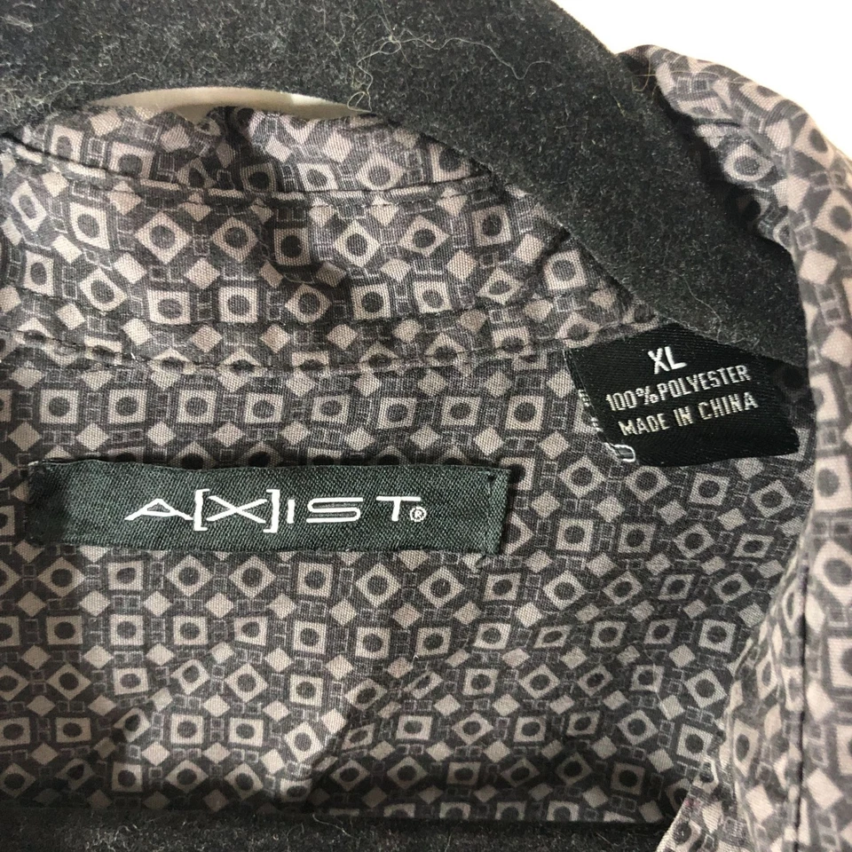 Camisa Axist Para Hombres Abotonada Estampado Geométrico Algodón Negro Gris XL Foto 4 de 4