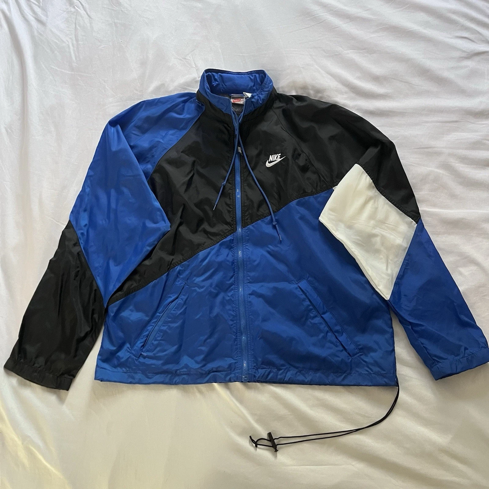 Vintage Nike Colorblock Windbreaker Jacket Size Large Blue 90's Packable Hood