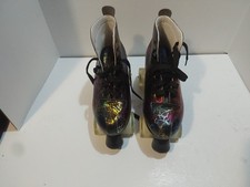 Colorful Lightning Pattern Quad Roller Skates Black Multicolor Unisex