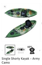 Shorty Kayak Army Camo, Premium Seat, H Trolley, & Accessories - Excl Condition
