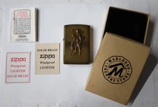 SOLID BRASS ZIPPO LIGHTER “MARLBORO COUNTRY STORE BUCKING BRONCO” NIB