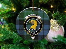 Haldane Clan Scottish Tartan Crest Ceramic Ornament