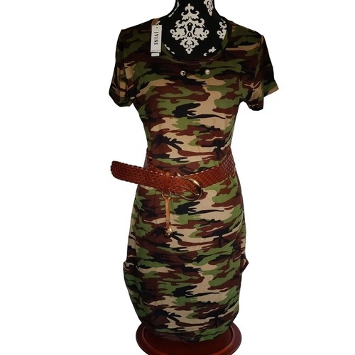 Größe S/M Damen Sommer Camouflage Bedruckt Damen Kleid Etuikleid Modekleid - Bild 6 von 10