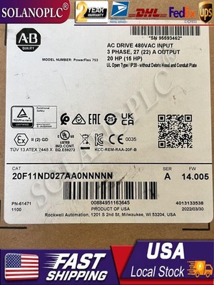 Allen Bradley 20F11ND027AA0NNNNN AB 20HP PowerFlex 753 VFD AC DRIVE New Sealed