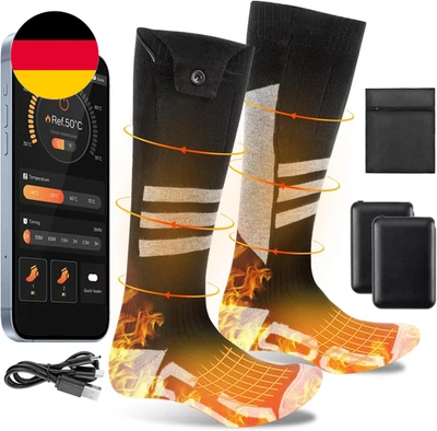 OLYCISM Beheizbare Socken Damen 5000/8500Mah Mit App Volle Sohle Heizsocken Damen & Herr