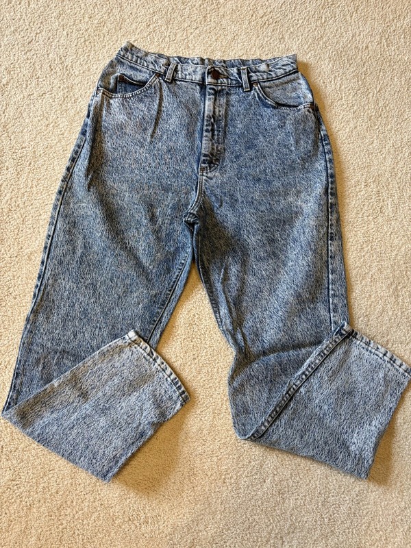 Vintage Lee Acid Wash Mom Jeans Women's Size 12 90s USA High Rise Waist