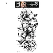 Sexy Flower Waterproof Temporary Tattoo Stickers Black Fake Tattoos Women Men✔