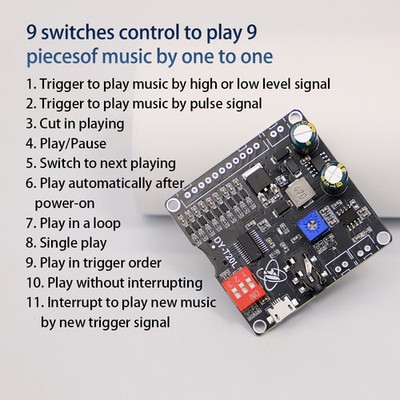 10W 20W MP3 Player Sound Module Voice Playback Board 9CH One-for-One LYEW