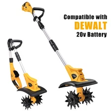 Cordless Tiller Cultivator Compatible with Dewalt 20V Battery Foldable 300RPM