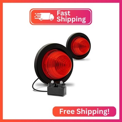 TRUE MODS 2pc 2 Inch Round Red Beehive LED Boat Trailer Marker Light [DOT FMVSS 