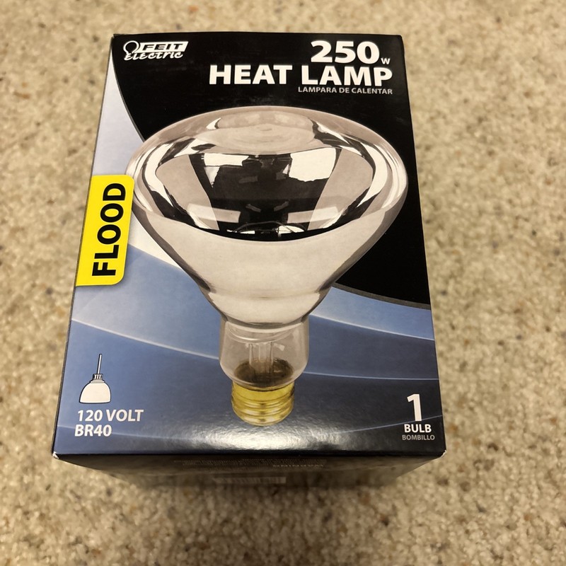 Feit Heat Lamp 250 Watt Non-LED Flood Light BR40 Bulb Soft White Clear Reflector