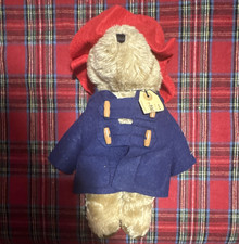 Paddington Bear Beige Plush Stuffed Animal w/ Blue Coat Red Hat, Clothes