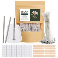 200pcs Natural Candle Wick kit,100pcs Wick Stickers with 5pcs Wick Holders an...