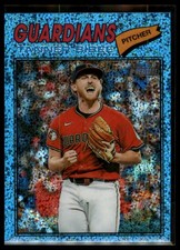 2026 Topps Heritage #74 Tanner Bibee Chrome Light Blue Sparkle Refractors