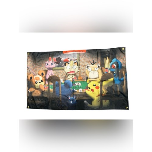 Pokémon Poker Night Tapestry Wall Banner - Multicolor Pikachu Meowth 59x35