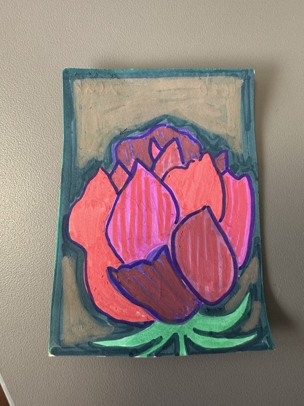ACEO original art card Oklahoma State Flower Oklahoma Rose (36/50) 