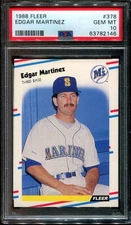 1988 FLEER #378 EDGAR MARTINEZ RC MARINERS HOF PSA 10