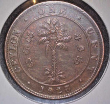 CEYLON 1925 KING GEORGE V ONE CENT COIN