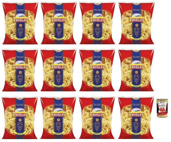 12X Divella Tagliatelle N°91 Hartweizengrieß Pasta Nudeln 500G Packung+Polpa-image