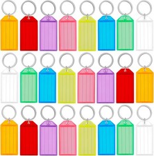 200 Pieces Key Tags 2 Inch Plastic Key Chain Tags with Ruled Blank Paper Labels