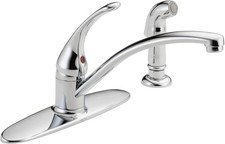 Foundations Chrome Kitchen Faucet with Side Sprayer Contemporary 4 Hole Kitchen