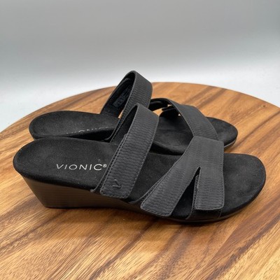 Vionic Deanna Sandals Womens Size 7 Black Casual Wedge Walking Going Out Shoes