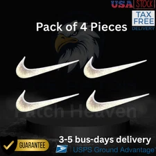 Swoosh patches Iron-on swoosh embroidered patch white swoosh 2.5" 4/pieces