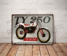 Vintage Blechschild Yamaha TY 250 Schild Garage Dekoration Motorrad Deko