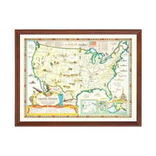 Old Map of United States 1959 - Vintage United States Art Wa