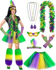 13 Pcs Mardi Gras Costume for Women Outfit Accessory Set Include 2 Leg Warmer...