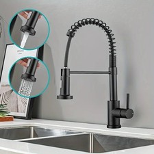 Matte Black Kitchen Faucet Pull Down Sprayer Mixer Single Handle Stainless Steel