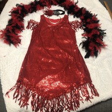 Woman's twenties red flapper costume with accessories