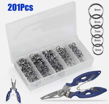 201Pcs Stainless Steel 5 Size Split Rings Fishing Lures For Fish Snap Connector