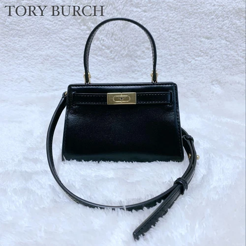 Tory Burch Lee Radziwill Petite Leather Shoulder Bag Black Crossbody 2Way