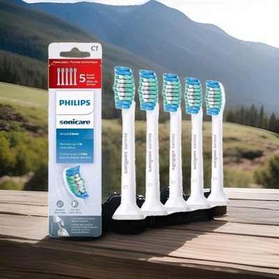 5 Pack C1 Sonicare Simply Clean Replacement Toothbrush Brush Heads HX6015/03 NEW