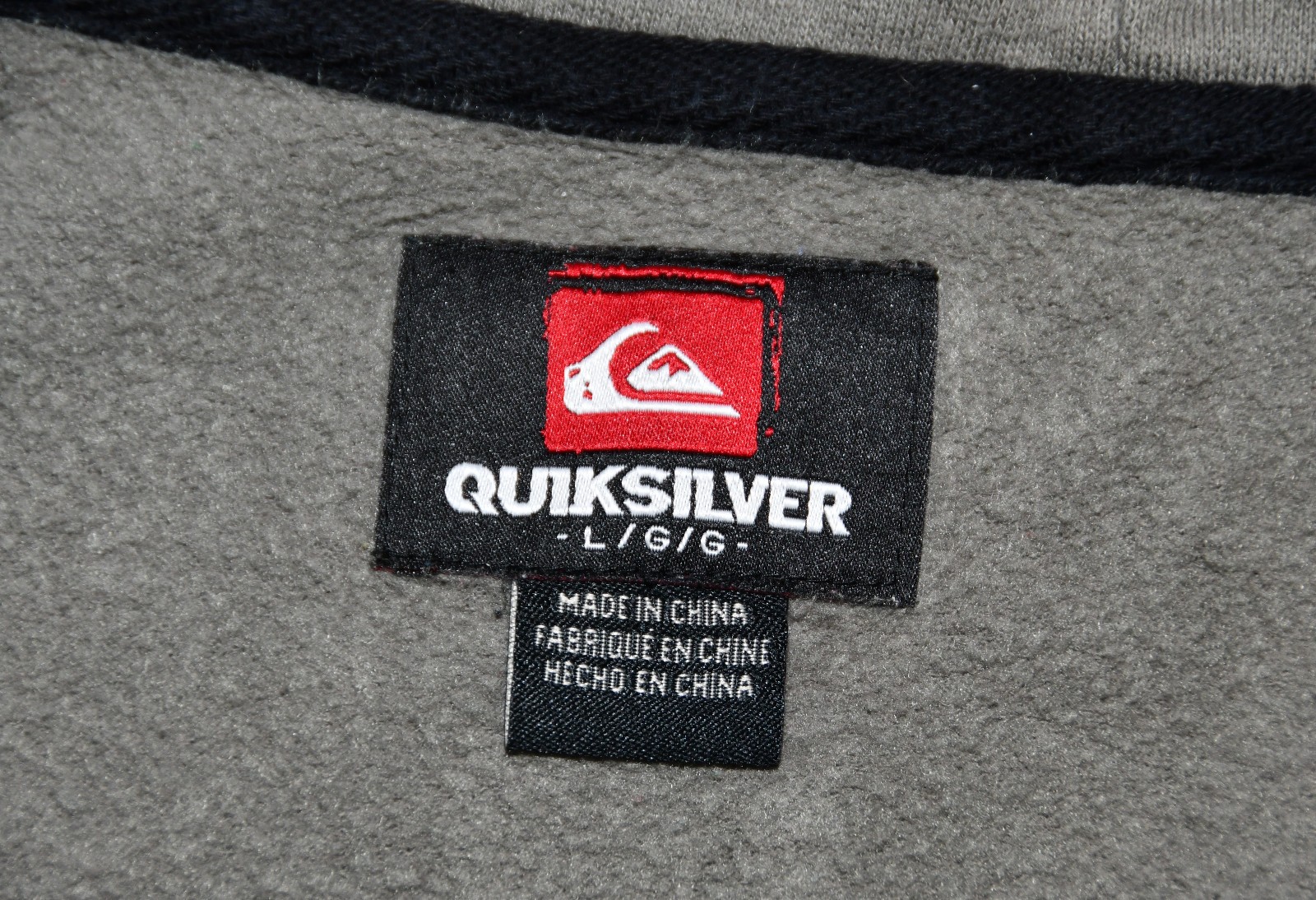 Quicksilver Sweatshirt Hoodie Gray (W Green Hint) Zip Up Large L (READ) image 8