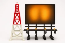 1:12 scale Rooftop Billboard + Radio Tower Combo Diorama With Twist Led Lights