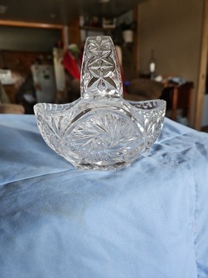 Vintage Imperlux West Germany 24% Lead Crystal Basket 5'' Tall