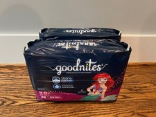  33ct x 2 Goodnites Girl Nighttime Underwear Size XS 28-43lbs Little Mermaid