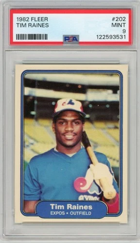 1982 FLEER TIM RAINES #202 MONTREAL EXPOS HOF PSA 9 MINT
